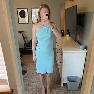 Sky blue one shoulder Trina Turk Poem dress